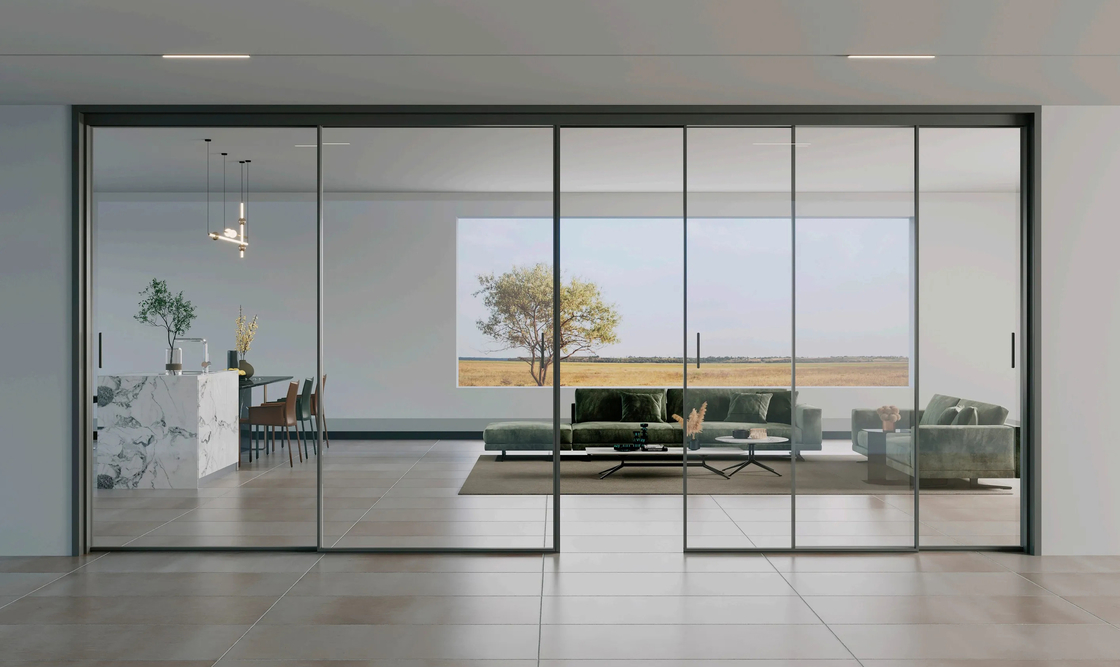 Slim Frame Aluminium Minimalist Schiebetür Außentüren für Villen Hotels Büros Küche Wohnzimmer