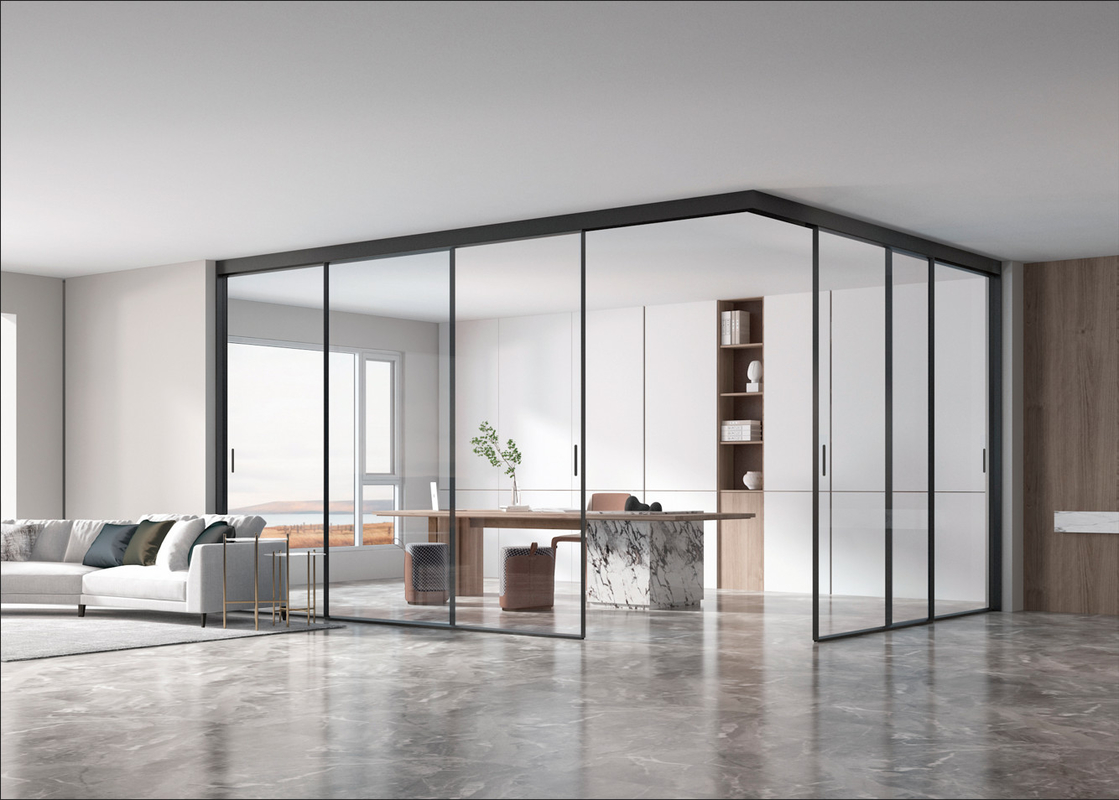 Slim Frame Aluminium Minimalist Schiebetür Außentüren für Villen Hotels Büros Küche Wohnzimmer
