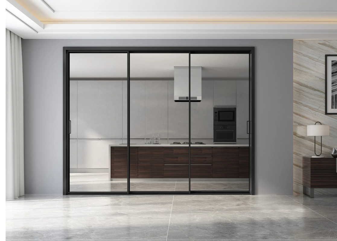 Slim Frame Aluminium Minimalist Schiebetür Außentüren für Villen Hotels Büros Küche Wohnzimmer